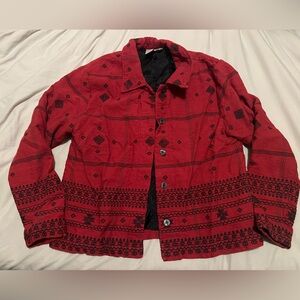 Coldwater Creek Red and Black Patterned Jacket